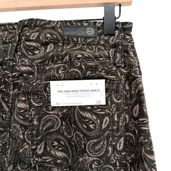 AG x Anthropologie Stevie Velvet Paisley Jeans 26 Ankle Slim High Rise Straight - Picture 11 of 14